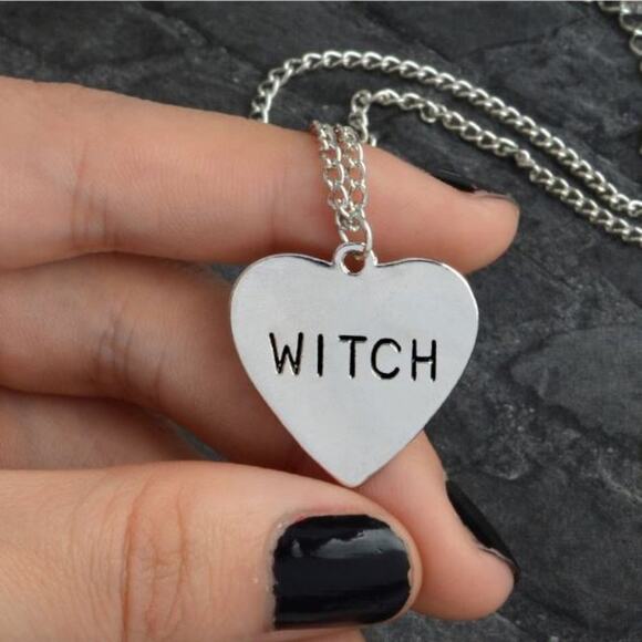 Witch Heart Pendant on Chain Necklace - Picture 3 of 5